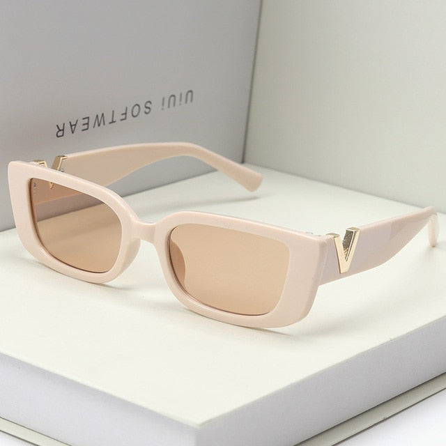 Retro Small Frame Cat Eye Sunglasses for Women 2021 Luxury V Sun Glasses Men Fashion Jelly Sunglasses with Metal Hinges
