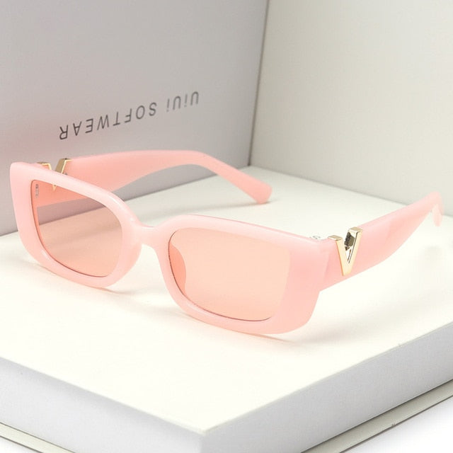Retro Small Frame Cat Eye Sunglasses for Women 2021 Luxury V Sun Glasses Men Fashion Jelly Sunglasses with Metal Hinges
