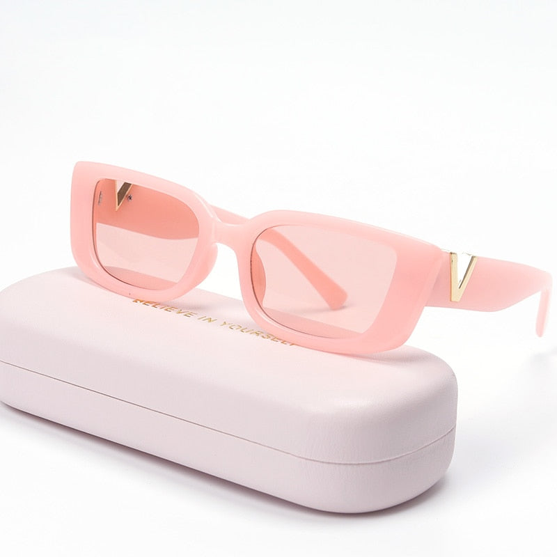 Retro Small Frame Cat Eye Sunglasses for Women 2021 Luxury V Sun Glasses Men Fashion Jelly Sunglasses with Metal Hinges