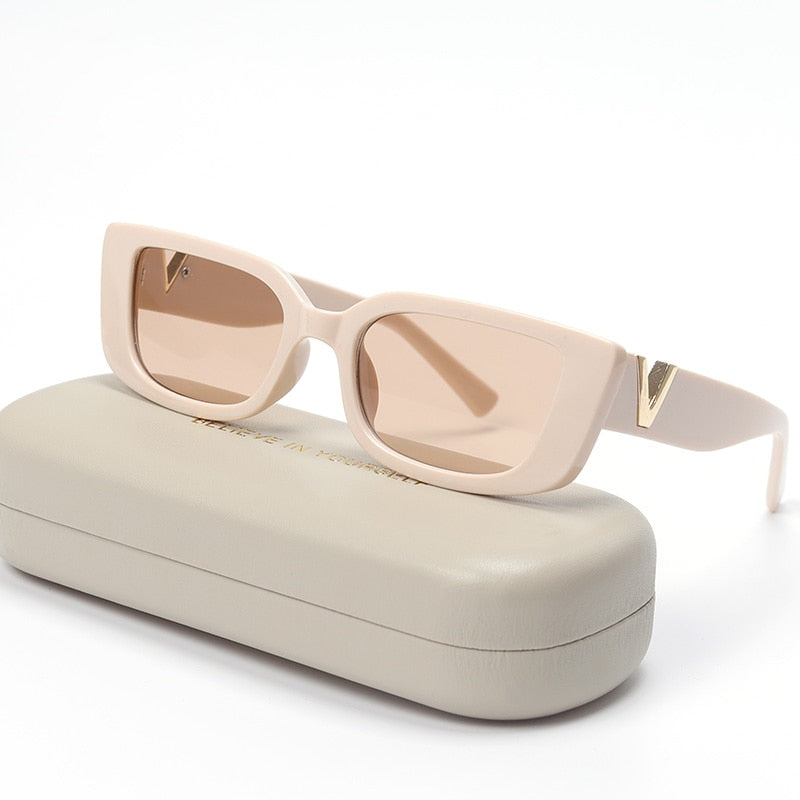 Retro Small Frame Cat Eye Sunglasses for Women 2021 Luxury V Sun Glasses Men Fashion Jelly Sunglasses with Metal Hinges