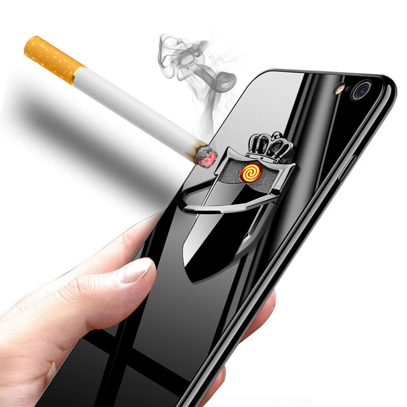 Creative Crown Cigarette Lighter Phone Ring Clip Holder Stand for IPhone Samsung Huawei Car Magnetic Bracket Support Accessories