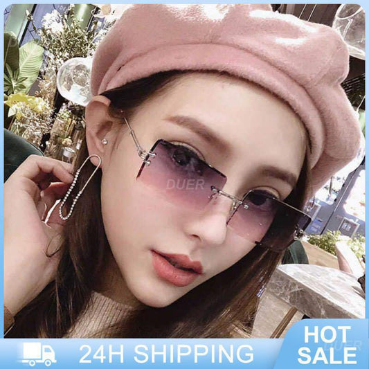 2023 Fashion Sun Glasses Rimless Vintage Eyeglasses Summer Rimless Sunglasses Frameless Eyewear Womens Large Frame Rectangle